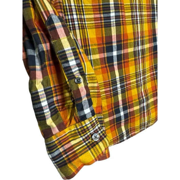 Banana Republic Men’s Plaid Button Down Long Sleeve Shirt Yellow Orange Large - Picture 5 of 8
